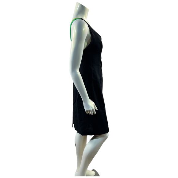 Vintage 90s ACT I Black Linen Dress Rainbow Strappy Back Size S M - Picture 3 of 10